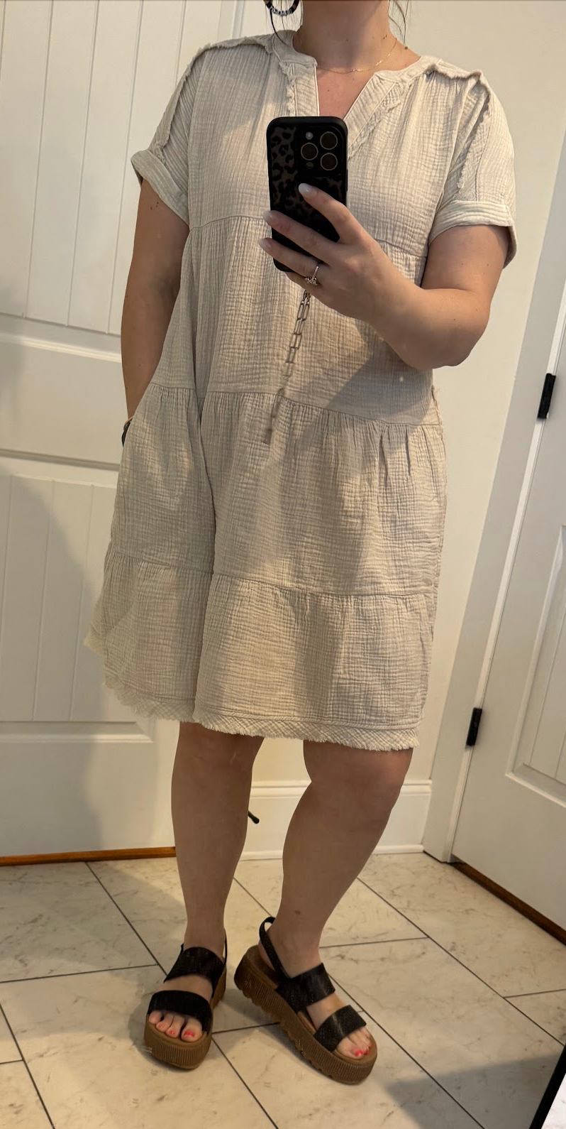 Tiered Acid Wash Soft Dress