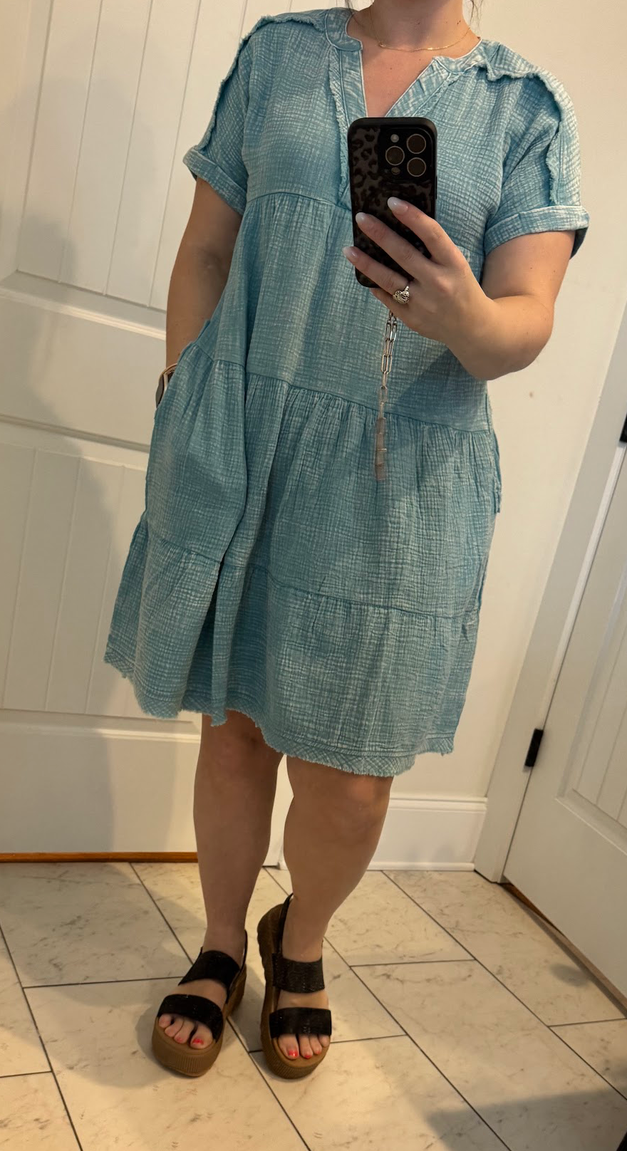 Tiered Acid Wash Soft Dress